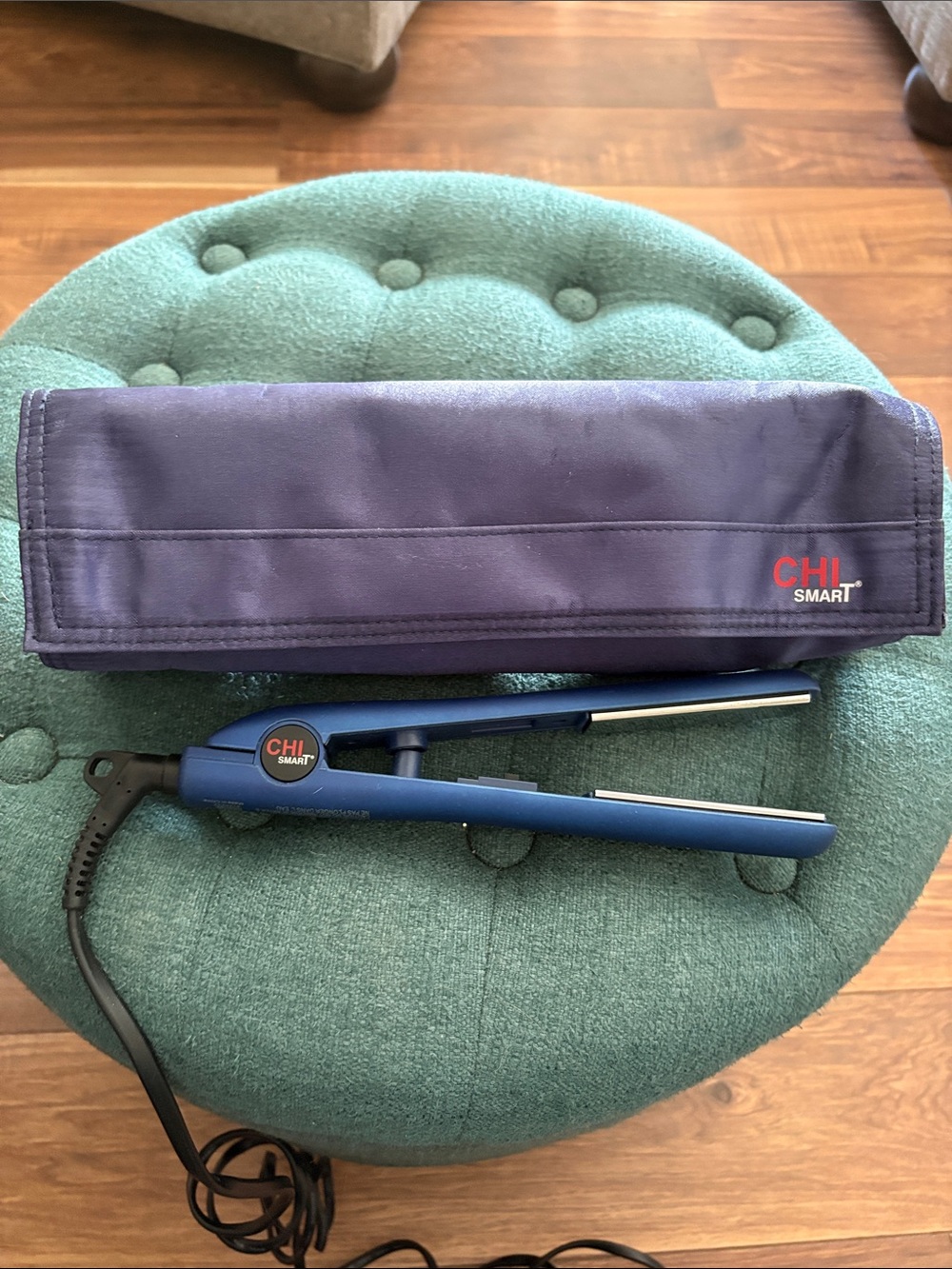 CHI Smart Blue Ceramic travel Flat Iron with Heat-Resistant Pouch